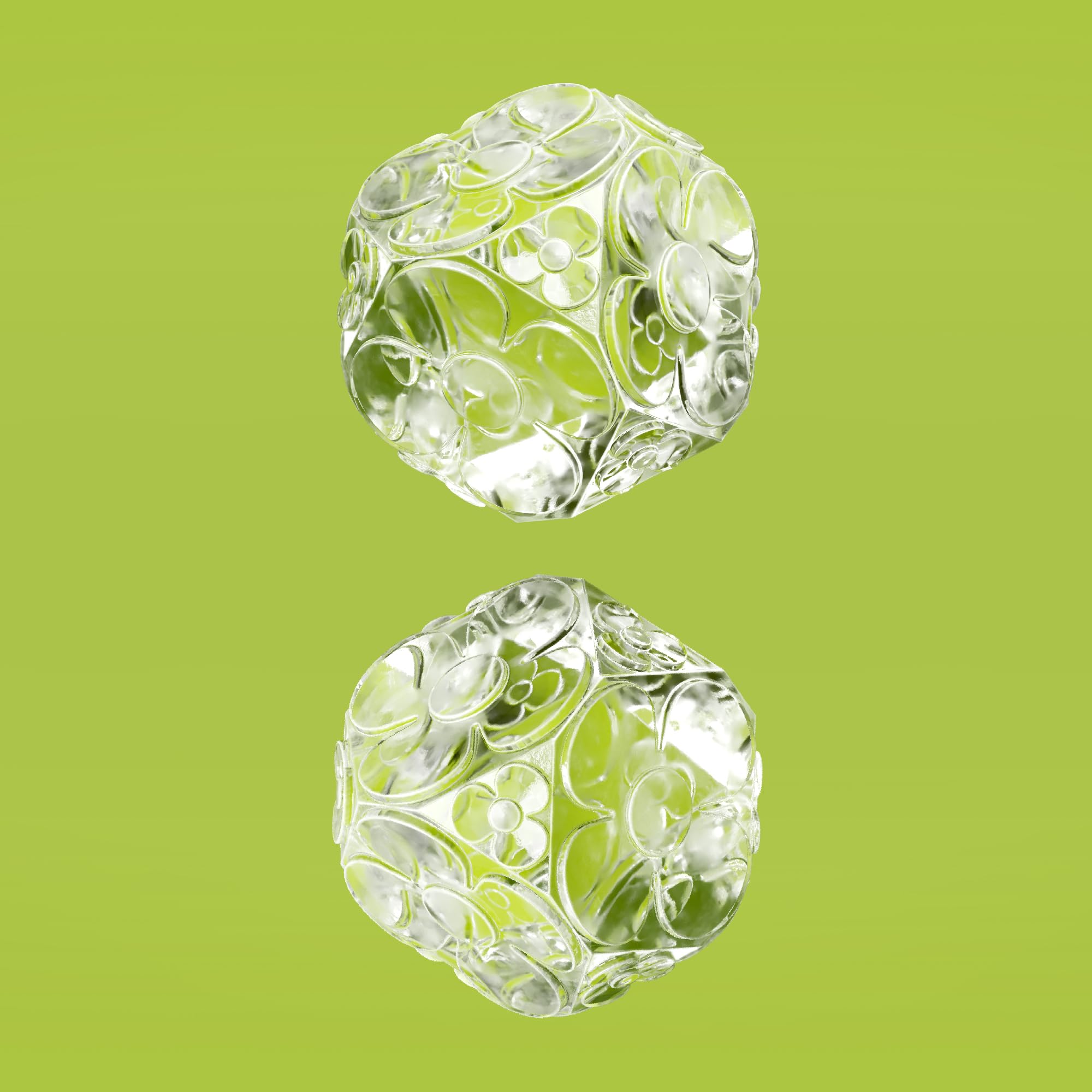 Ice Molds, Large Easy-Release Cube with Flower Pattern, Set of 2, Deco