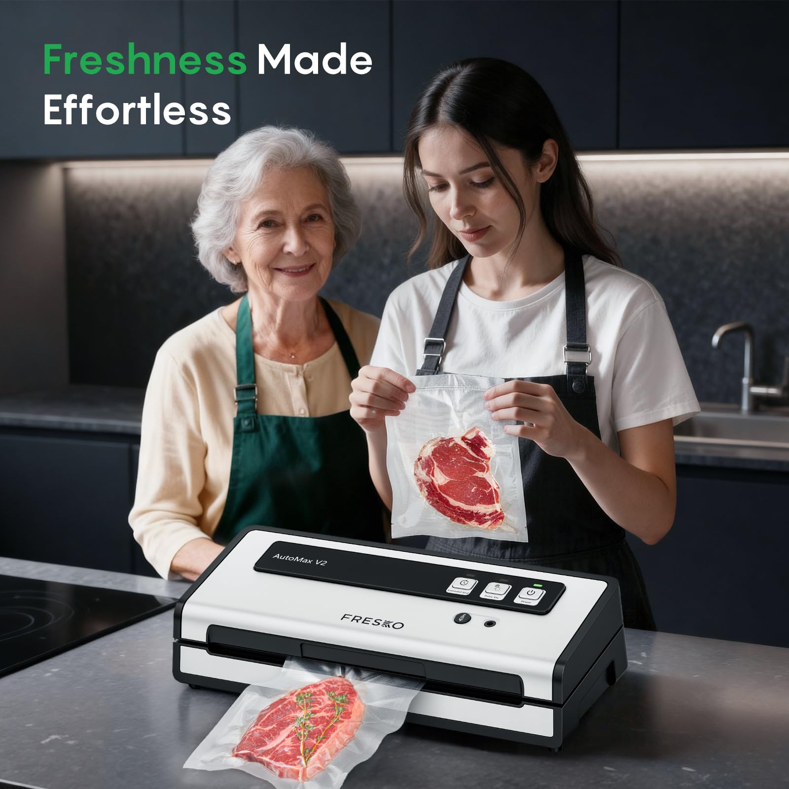 FRESKO Vacuum Sealer Machine with Automatic Bag Detection, Compact Design
