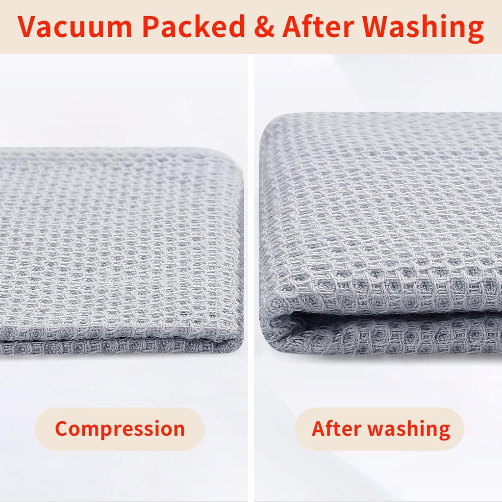 Homaxy 100% Cotton Waffle Weave Kitchen Dish Towels, Ultra Soft Absorbent Quick Drying Cleaning Towel, 13 x 28 Inches, 12-Pack, Light Gray