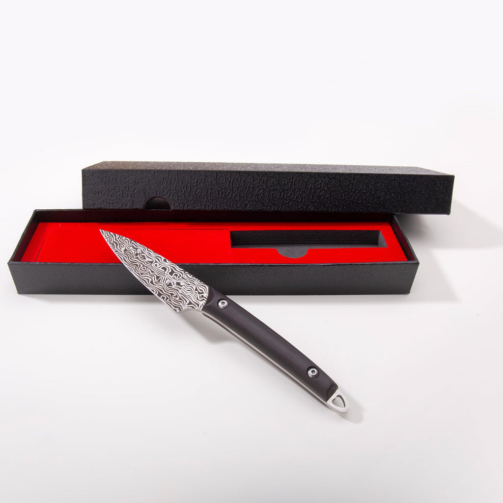 WILDMOK Fruit Knife Carving knives Stainless Steel 3.3 Inch Utility Knife Fruit and Vegetable Cutting Paring Kitchen Knife with Leather Case (B)