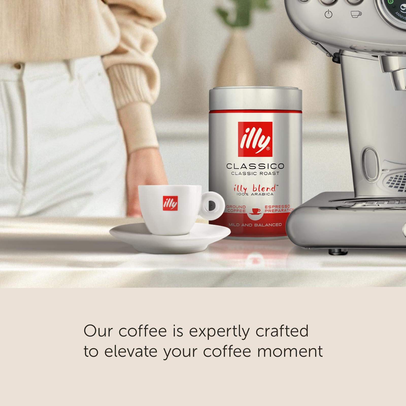 illy Ground Coffee Espresso - 100% Arabica Coffee Ground – Intenso Dark Roast – Warm Notes of Cocoa & Dried Fruit - Rich Aromatic Profile - Precise Roast - No Preservatives – 4.4 Ounce