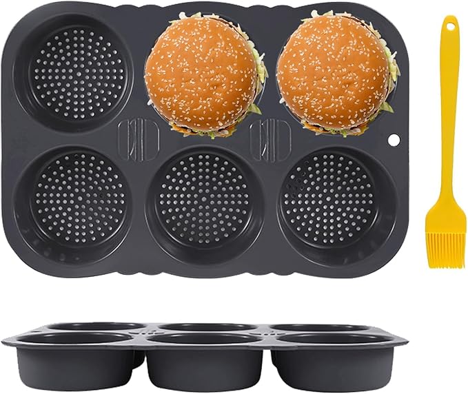 Laexepelle Silicone Bread Loaf Pan with Oil Brush, Nonstick Sourdough Loaf Pan, Silicone Molds for Baking English Muffins, Hamburger, Whoopie Pies, Egg bites, Corn Bread, Tarts