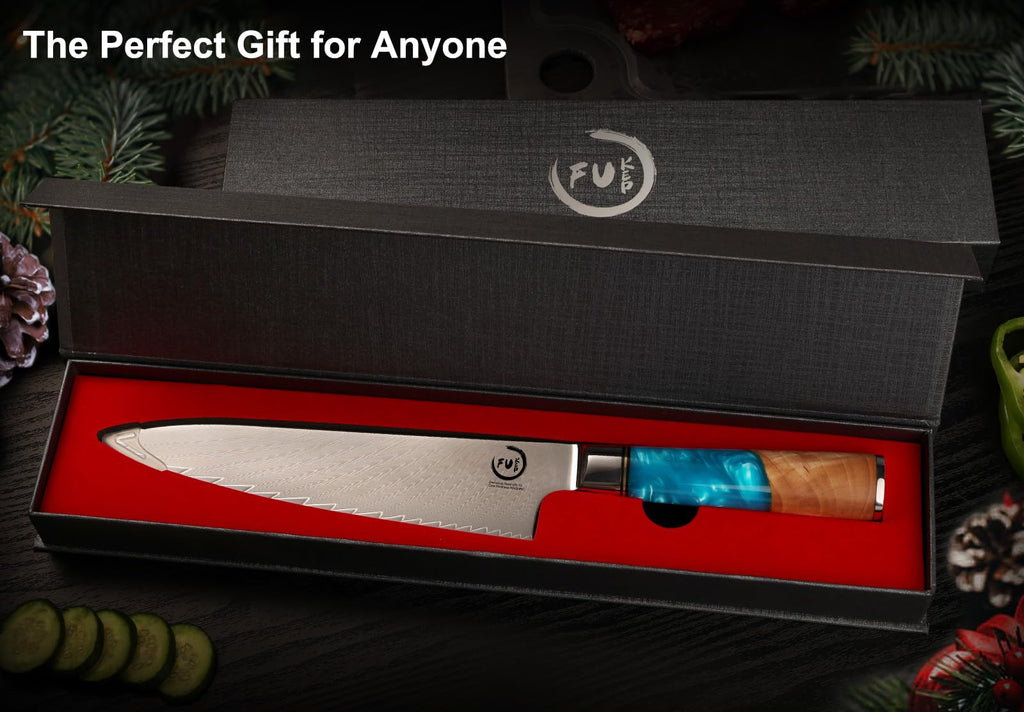 Damascus Chef Knife 8 Inch, Japanese Kitchen Knife with VG10 Steel