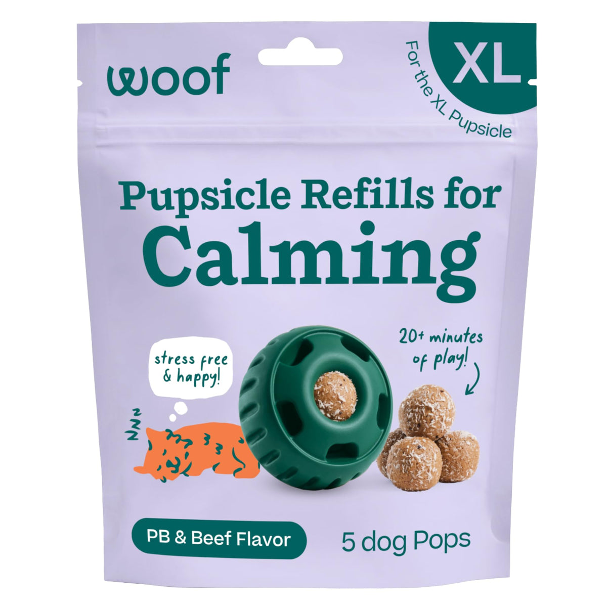 WOOF Pupsicle Refill Pops for Calming - Long-Lasting Refills for the Pupsicle Toy to Promote Calm - Calming Dog Treats - Magnesium for Dogs- Small Pops - 10 Count
