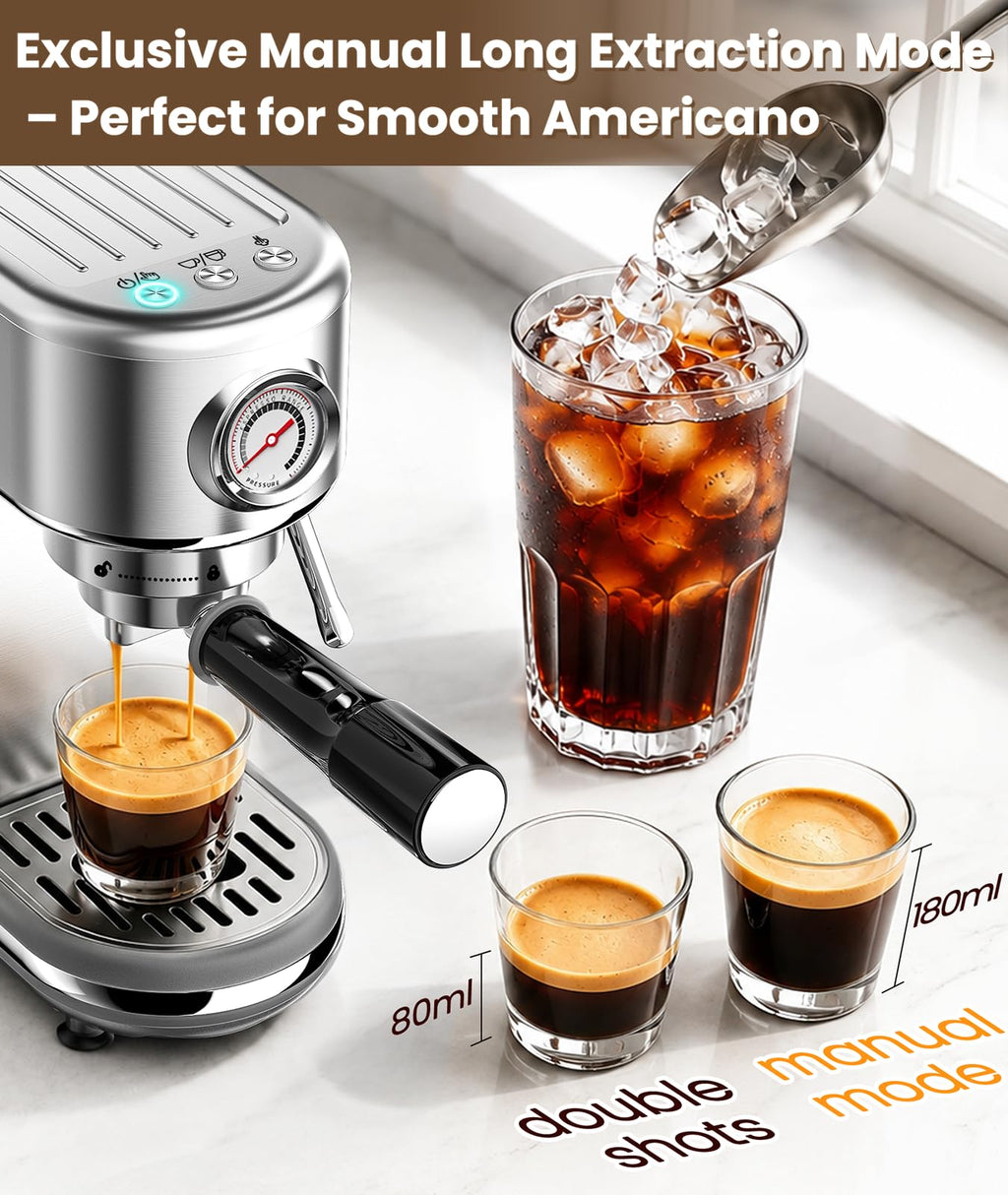 atatix Espresso Machine with Milk Frother, 20 Bar Pressure Espresso Maker