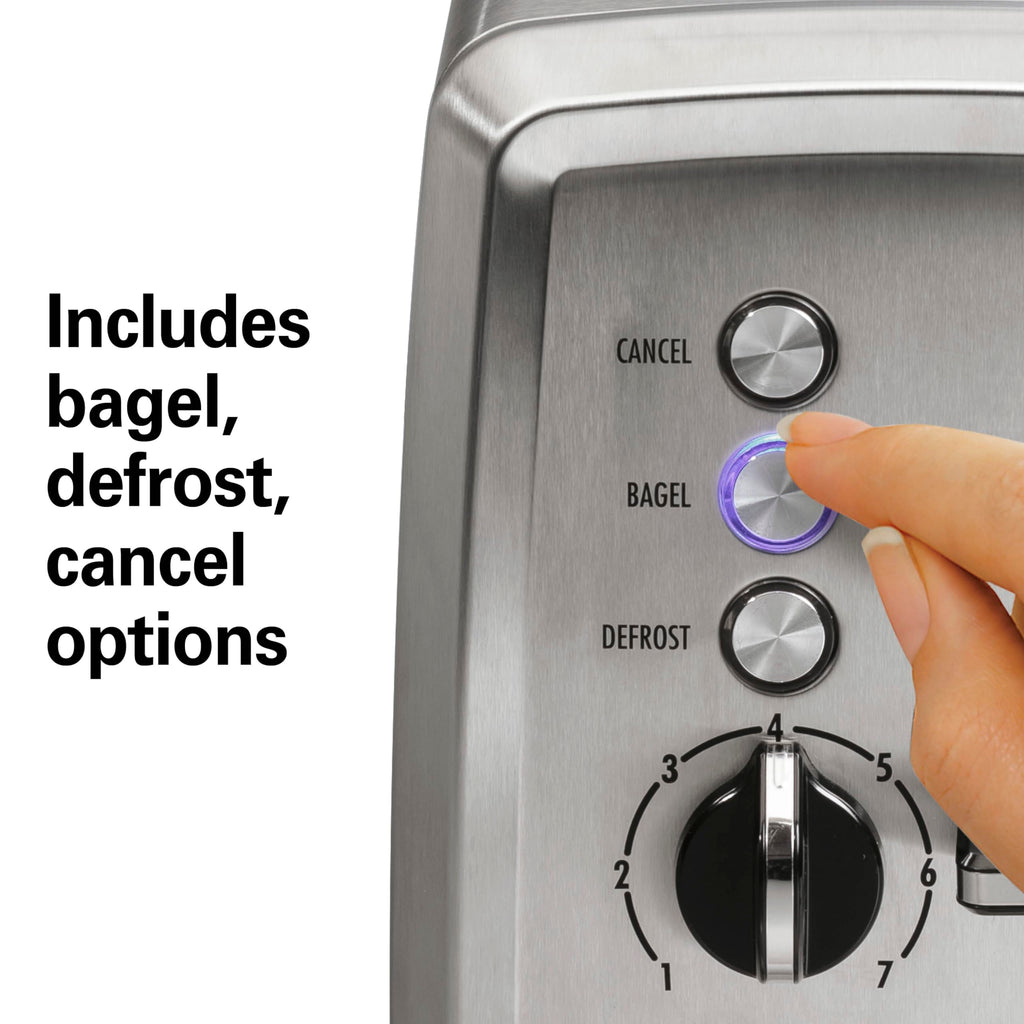 Hamilton Beach 2 Slice Toaster with Extra-Wide Slots, Bagel Setting, Toast Boost, Slide-Out Crumb Tray, Auto-Shutoff & Cancel Button, Defrost Function, Stainless Steel (22794)