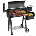 MFSTUDIO Heavy Duty Charcoal Wood Offset Outdoor Smoker Grill, Charcoal Grill with Smoker Combo for BBQ Grilling, 512 SQ.IN.