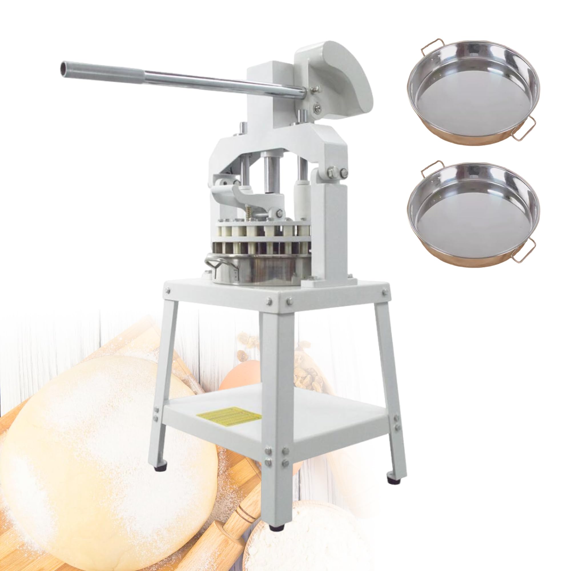 Yokoma Commercial 18PCS Dough Divider Vertical Manual 18PCS Dough Divider Manual Doughs Dividing Cutting Machine with 2 Stainless Steel Basins for Commercial Baking, 2.2-11.29oz(60-320g) Weight Range