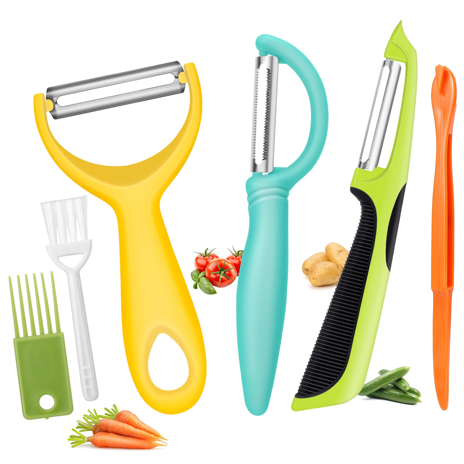 Senbowe Upgrade Potato Peeler for Kitchen, 6PCS Stainless Steel Vegetable Peeler, I and Y Veggie Food Peeler for Apple Fruit Carrot Zucchini Cucumber,Good Grip Makes Peeling Very Easy