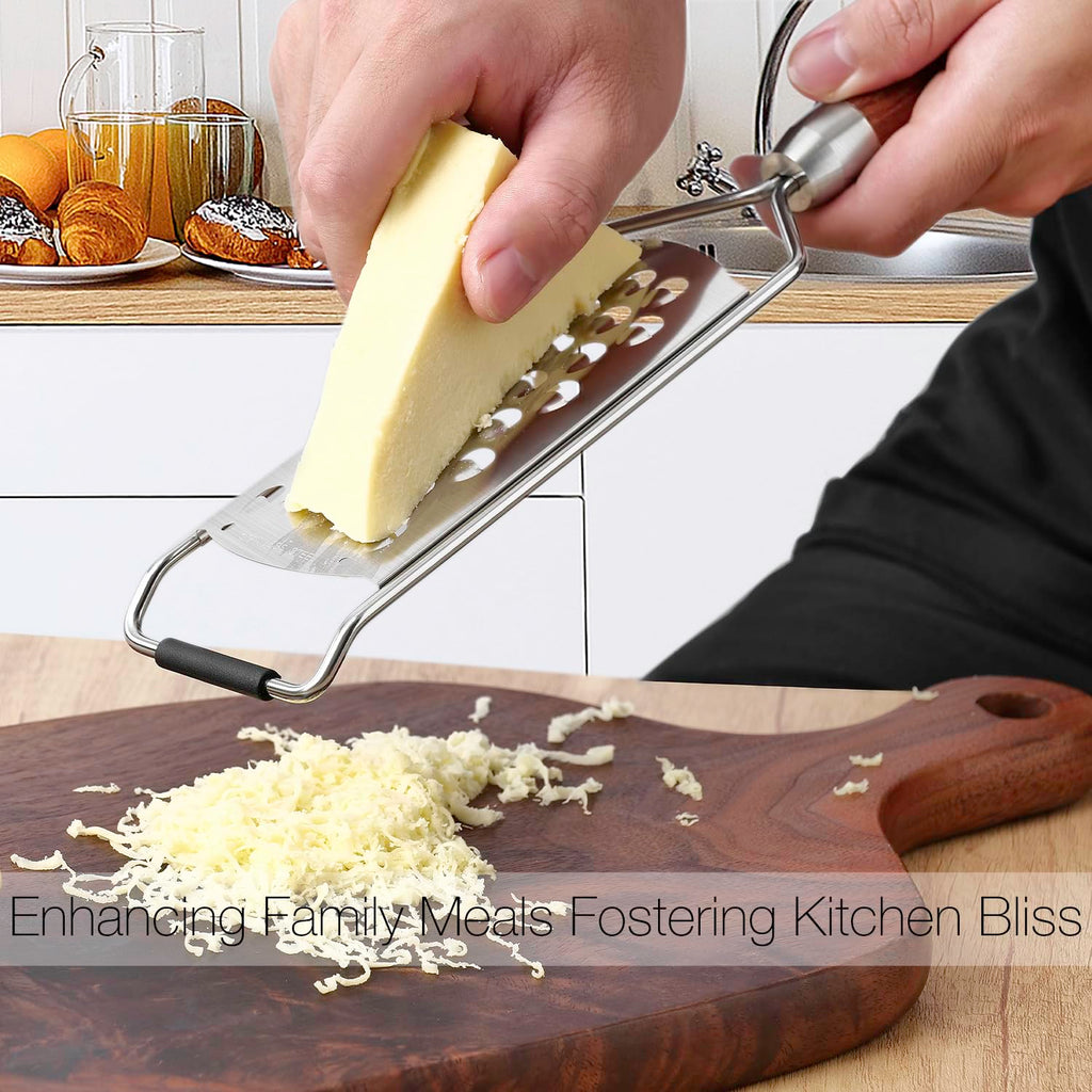 KULUNER Professional-Grade Lemon Zester with Ultra-Coarse Blades, Heavy-Duty Cheese/Vegetable Grater, Solid Wood Handle Design - Rust-Resistant Durable, Essential Kitchen Tool (B1)