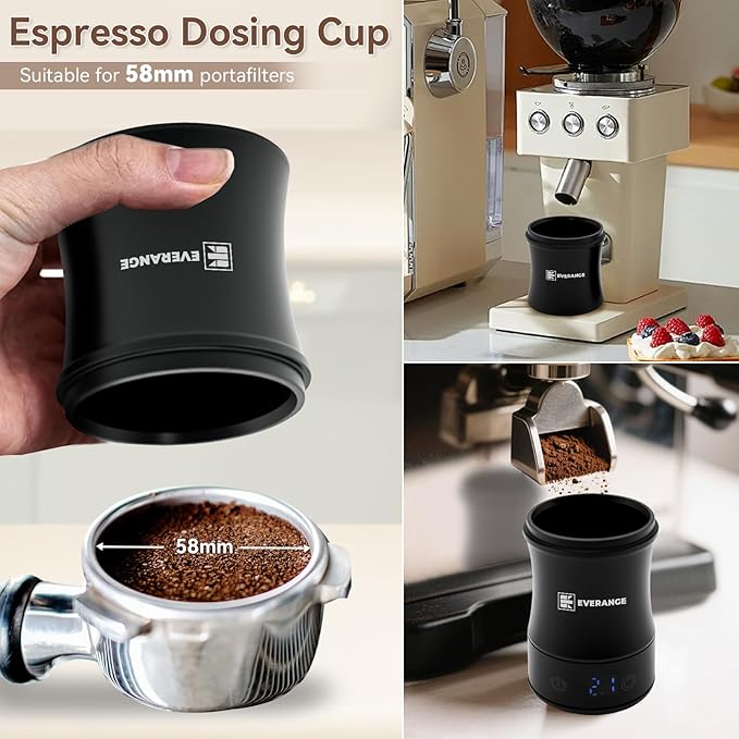 EVERANGE Digital Coffee Scale with Timer - Rechargeable Espresso Scale Precise Pour Over & Drip Coffee Scale, LED Display, Includes Dosing Cup, Black