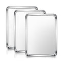 E-far Stainless Steel Baking Sheets Set of 3, 12.4” x9.7” Baking Cookie Sheets Pans for Oven, Non-toxic Metal Trays for Cake Cookies, Healthy & Rust Free, Mirror Finish & Dishwasher Safe