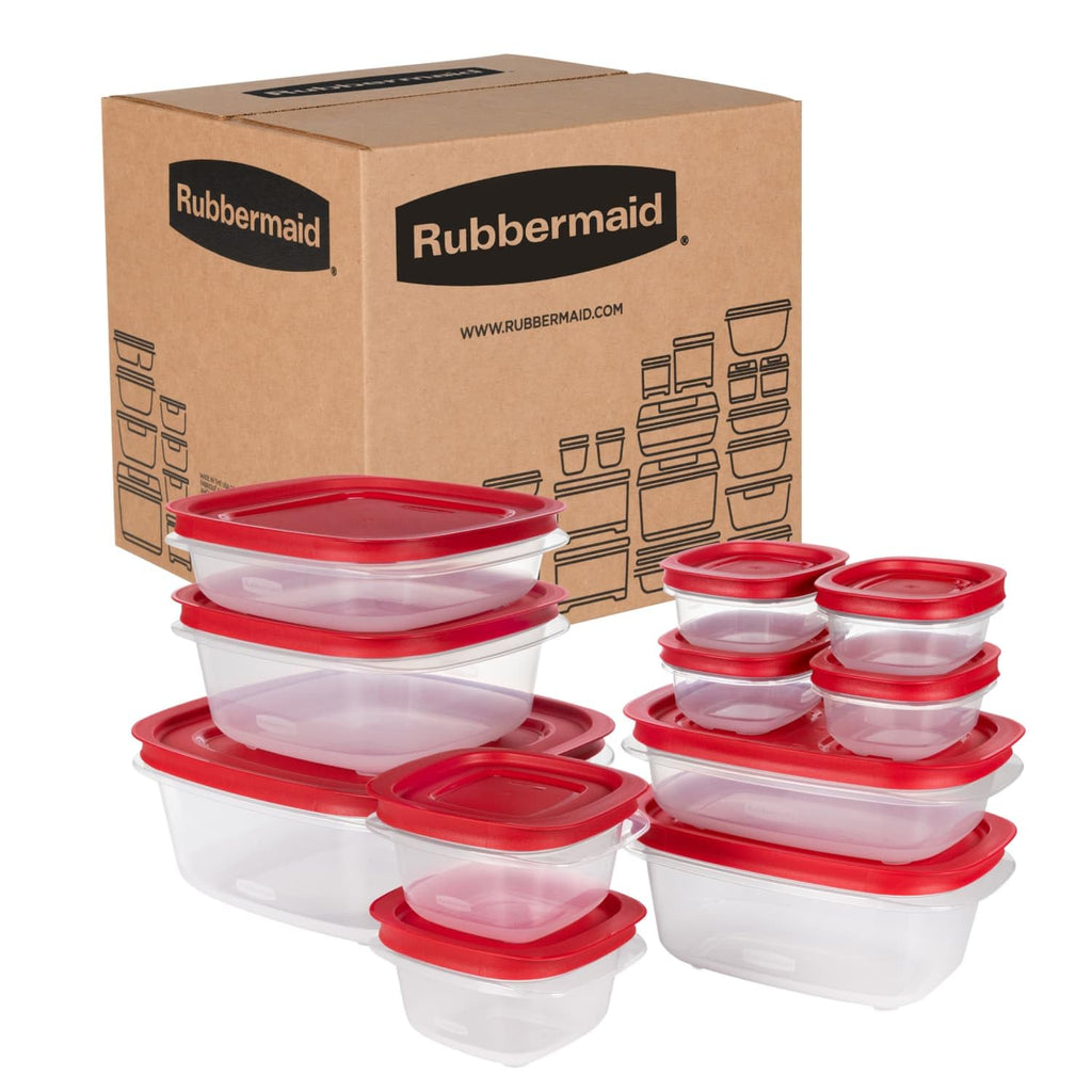 Rubbermaid EasyStore Rectangle, Square, and Round Containers, 34-Piece Set, Food Storage Containers, Food Storage Containers with Lids