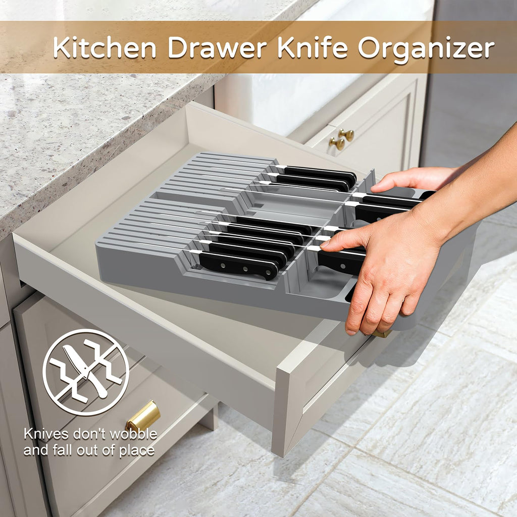 NIUXX Knife Drawer Organizer, Large Capacity In-Drawer Knife Block Set