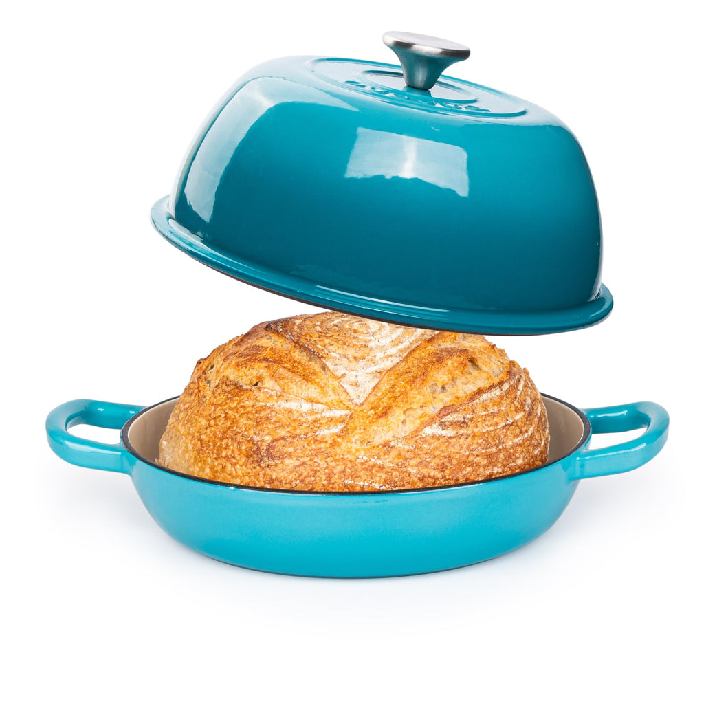 Enamelled Cast Iron Dutch Oven Pot – Dutch Oven For Sourdough Bread Baking – Cast Iron Bread Pot – Blue, 6 Quarts, 26cm – by Nuovva