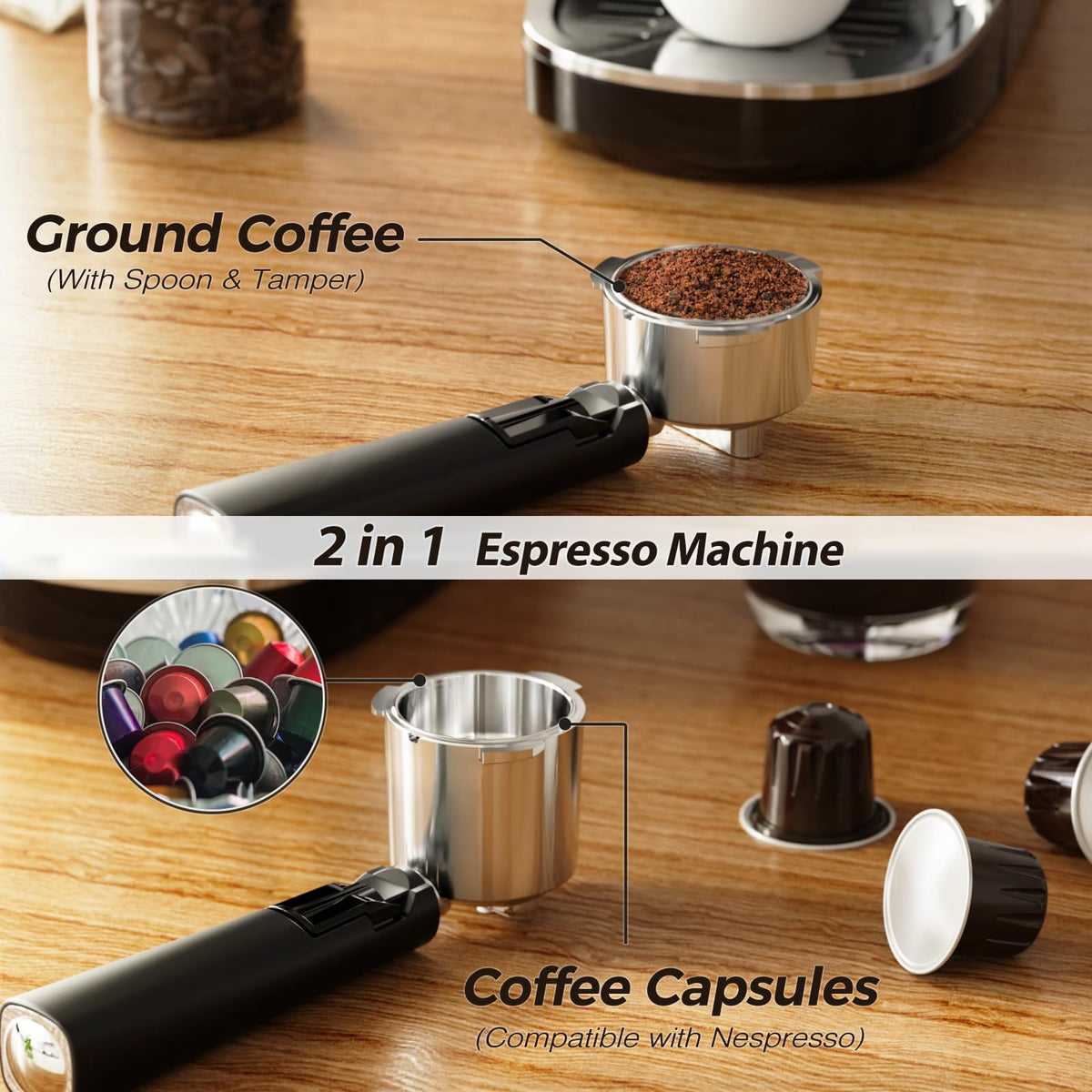 Kismile Stainless Steel 20 Bar Espresso Machine with Milk Frother