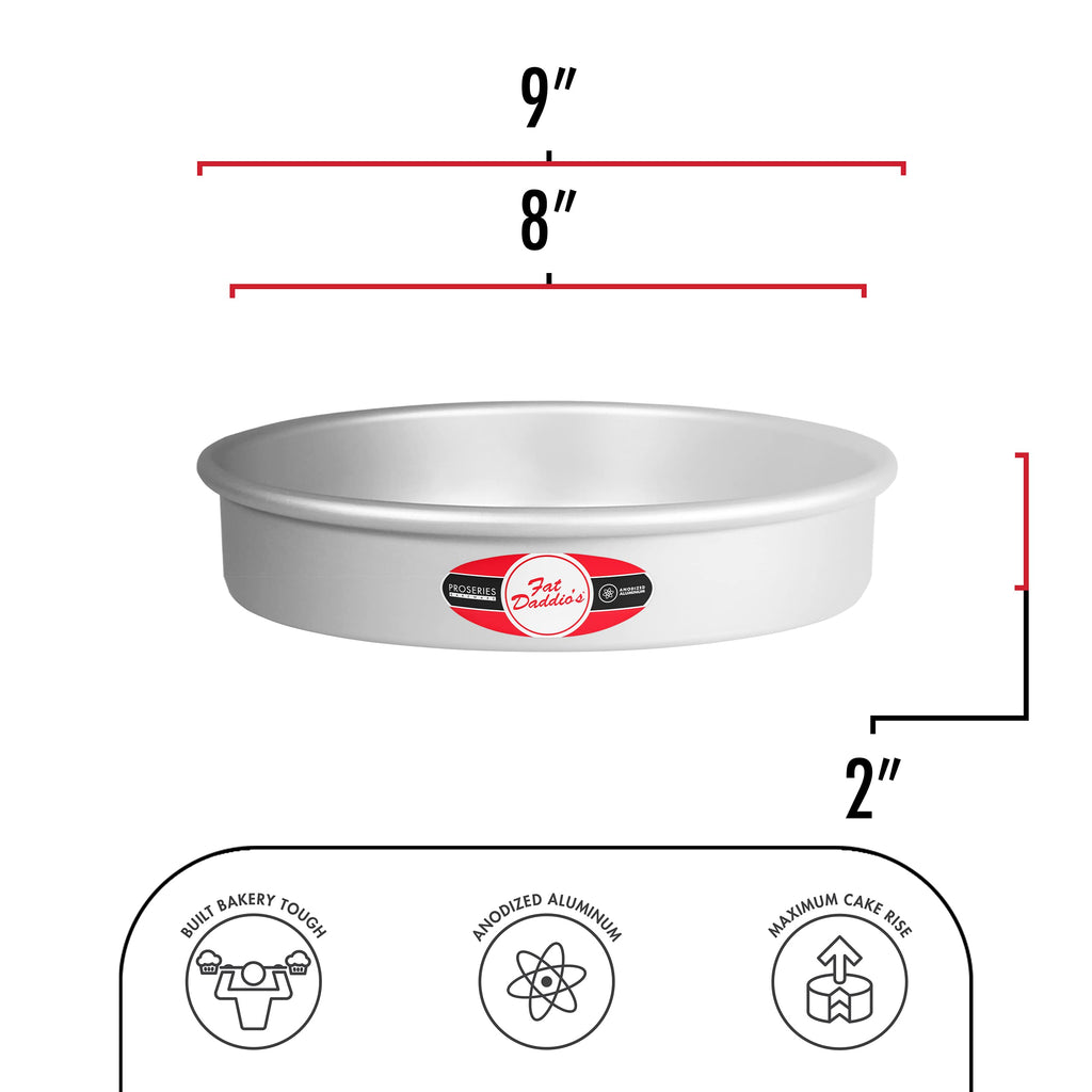 Fat Daddio's Anodized Aluminum Round Cake Pan, 8 x 2 Inch