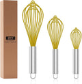 OYV Yellow Silicone Whisk Set of 3, 8/10/12 Inch, Non-Scratch