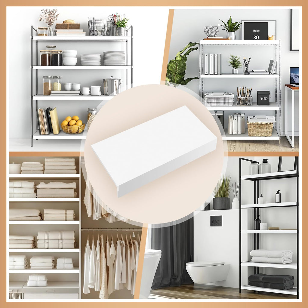 5 PCS Wire Shelf Covers PVC 24x16x3 inch for Pantry (Light Luxury White)