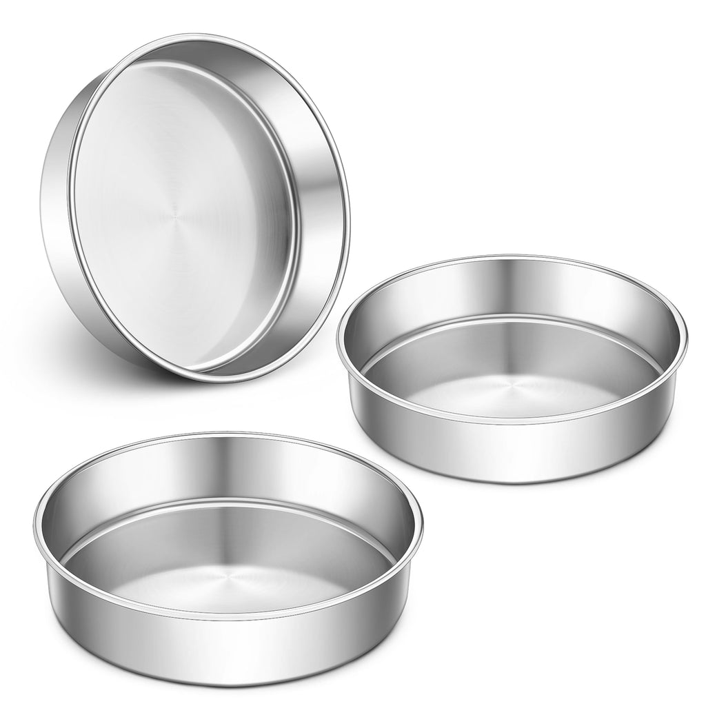 LIANYU 6 Inch Cake Baking Pans Set of 4, Stainless Steel Round Cake Bake Pan Non Stick, Fit in Pot Pressure Cooker Air Fryer, Healthy & Toxic Free, Leak-proof & Dishwasher Safe, Black