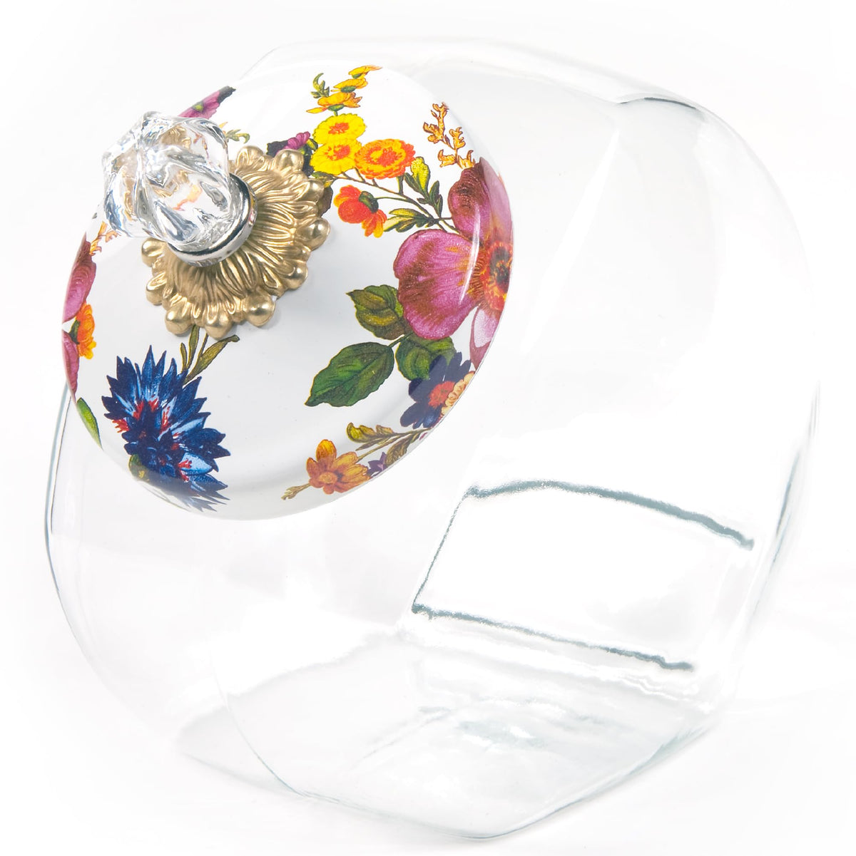 MACKENZIE-CHILDS Glass Cookie Jar with Lid, Gray-and-White Sterling Check
