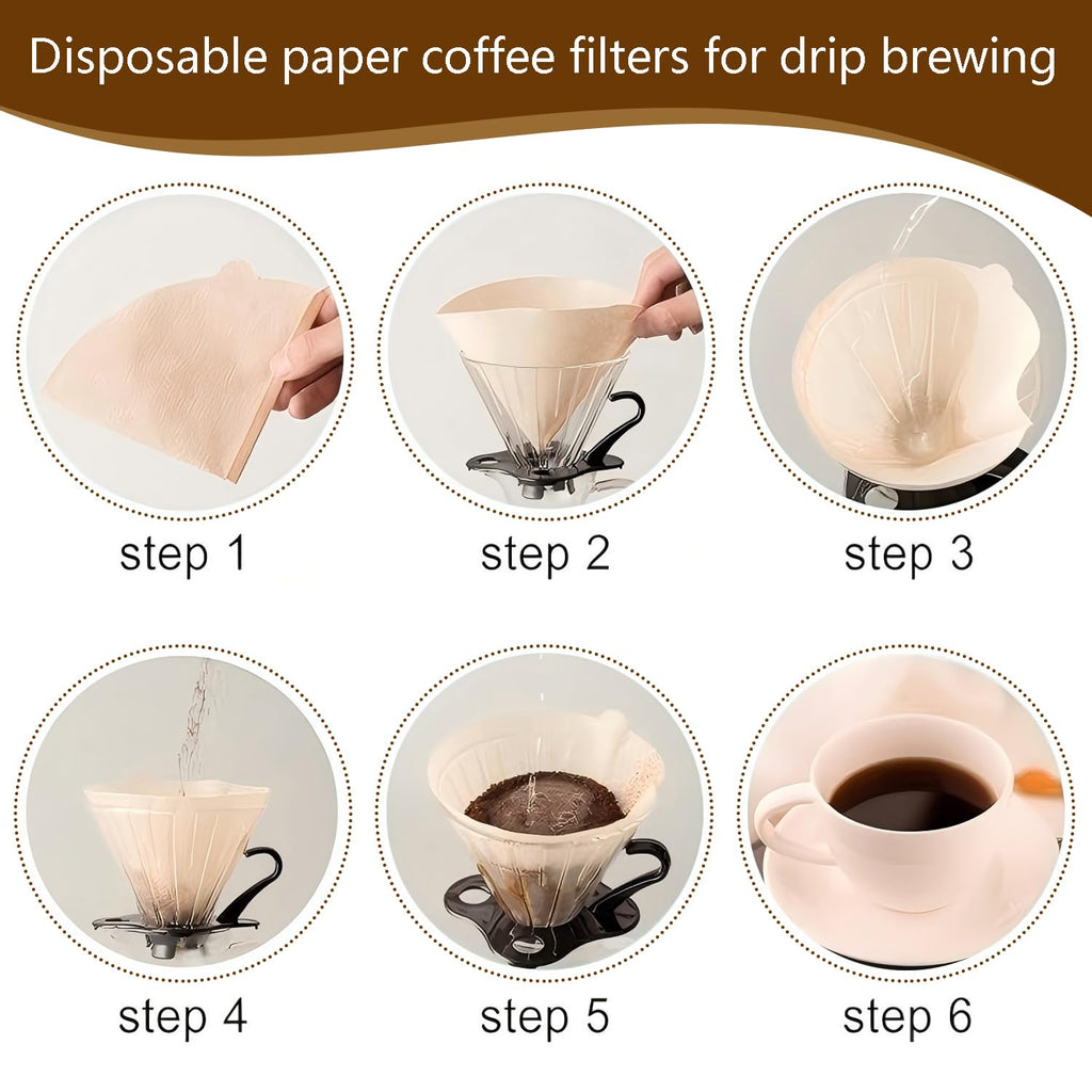 Coffee Filters,200 Count Disposable Coffee Paper Filters, Size 04 Unbleached Cone Filters 2-4 Cup, Filters For Pour Over and Drip Coffee Maker (200, V02)
