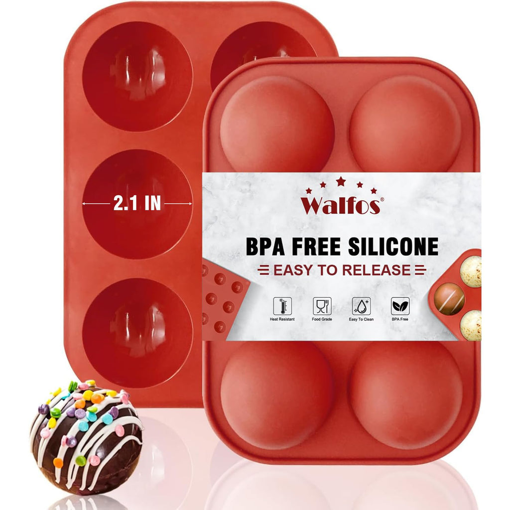 Silicone Fat Bomb Molds, Walfos Silicone Candy Mold, 15 Cavity Round Mold -Perfect for Keto Fat Bomb, Jelly, Dark Chocolate, Mini Peanut Butter Cup, 2 Packs