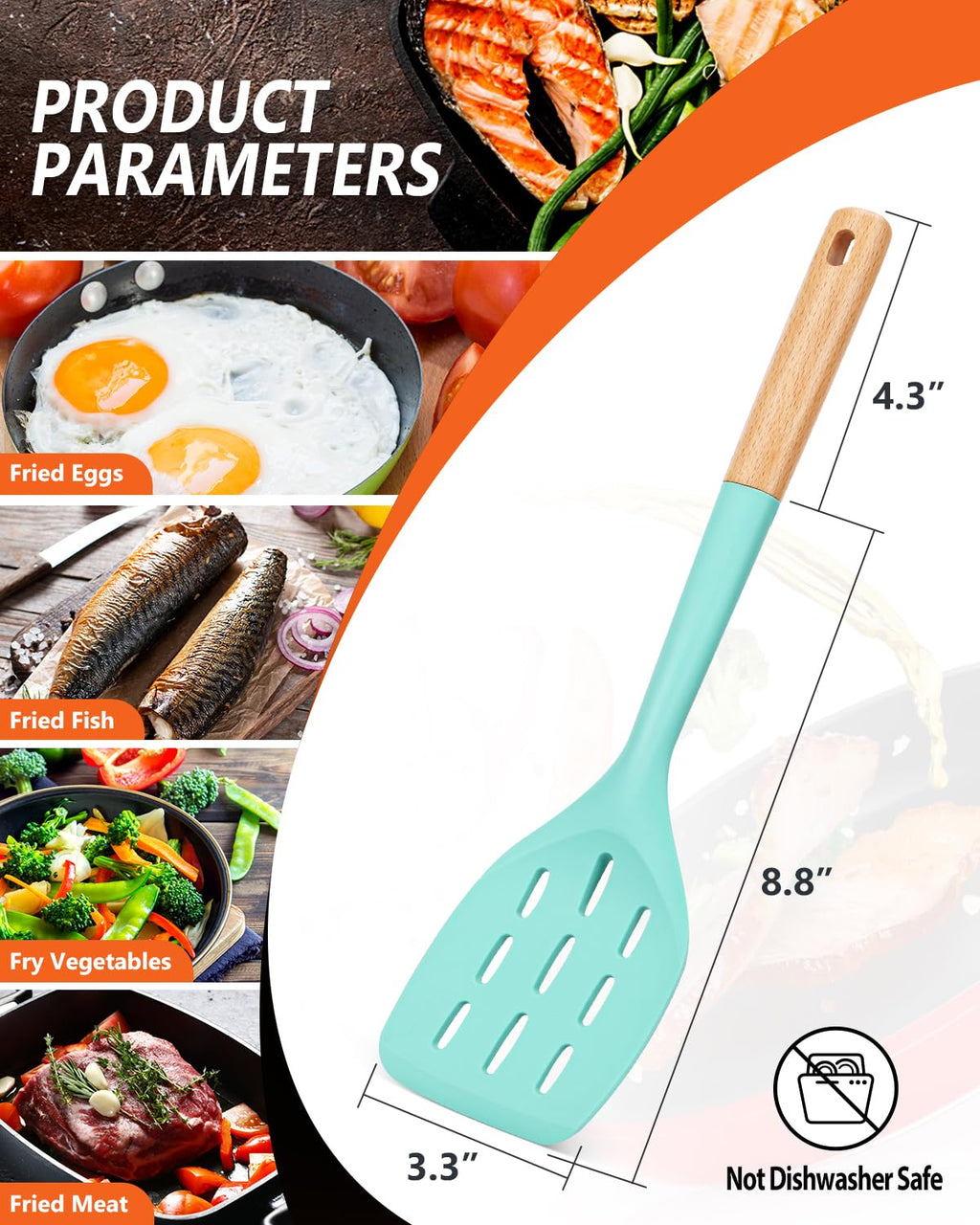 Badiano Silicone Spatula, Non Stick Turner for Cooking, Food Grade, Green