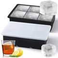 Ice Cube Trays Silicone,2 Pack Large Square Ice Cube Molds with Removable Lids,Stackable Big Ice Trays for Freezer,Ice Maker Reusable and BPA Free for Whiskey, Cocktail, Chilled Drink