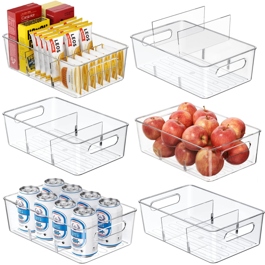 Mpotmiy 6-Pack Pantry Organizers and Storage, Clear Fridge Organizer Bins