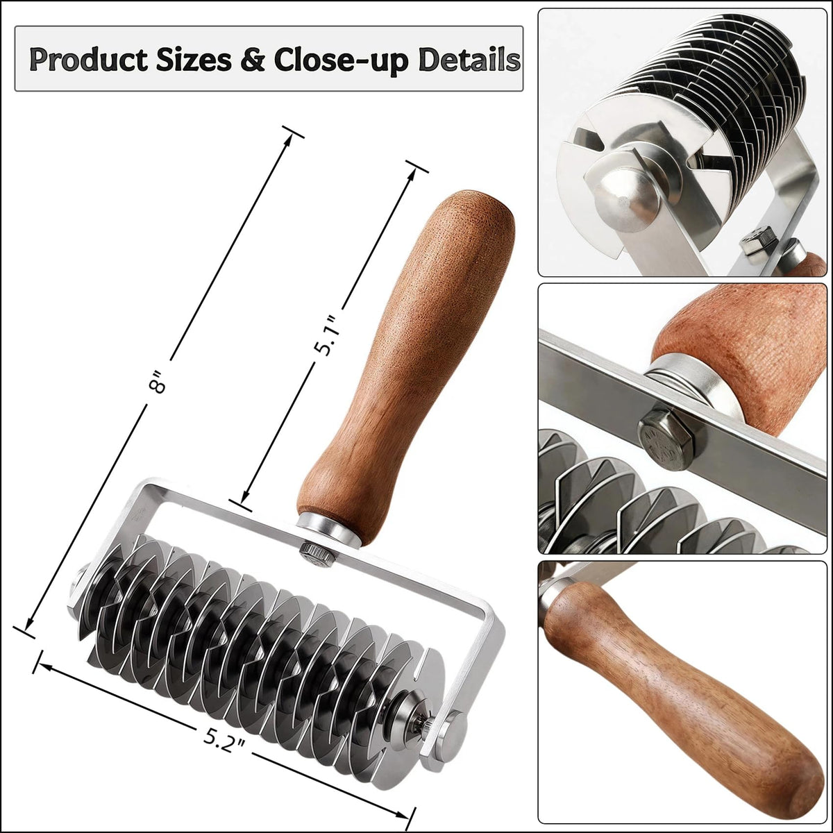 Dough lattice cutter pastry Tool - Stainless Steel Pastry Lattice Roller Cutter for Pie Pizza Bread beef wellington Pastry Crust Roller,Time-Saver Baking Tool