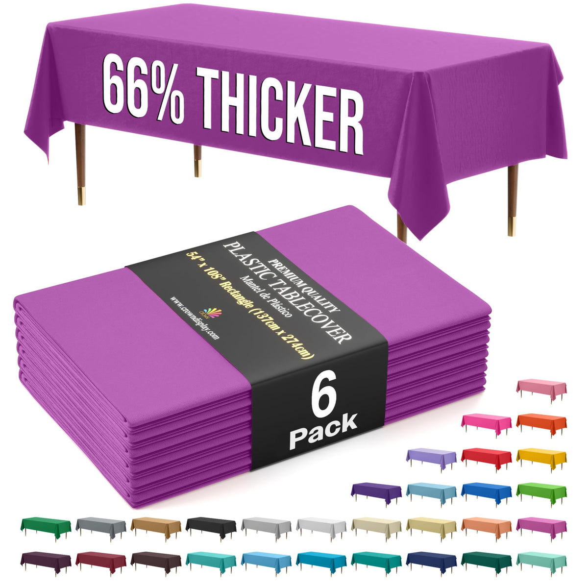 Exquisite Party Solids 66% Thicker Premium Plastic Table Cloth Rectangle Table Cover 0.5 Mil 12 Pack Red Table Cloth 54 Inch x 108 Inch Disposable Tablecloth Won't Tear Easily Like Cheap Thin Brands