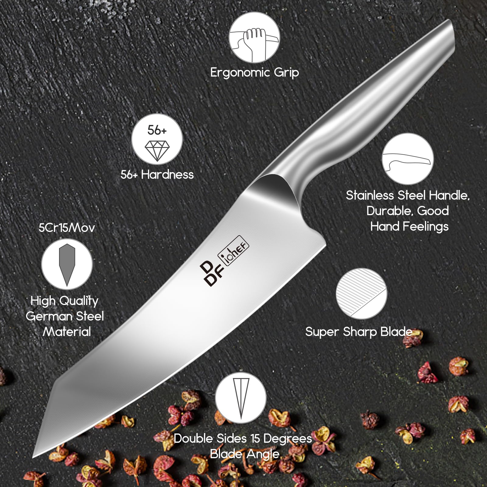 Knife Set with Magnetic Knife Strip 8 Piece, High Carbon Stainless Steel
