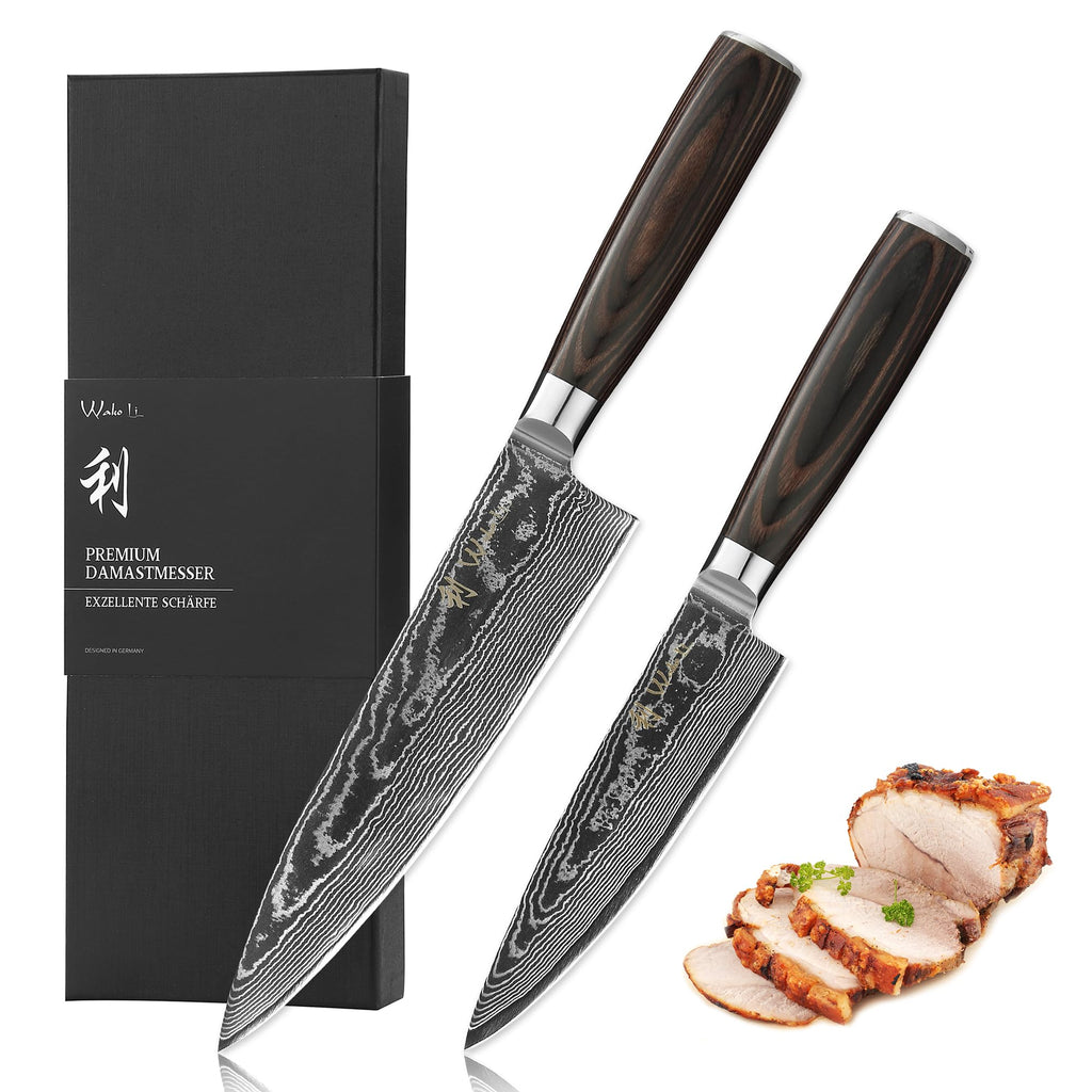 Wakoli EDIB Essentials 2-Piece Damascus Chef Knife Set, VG10 Core, Gift Box