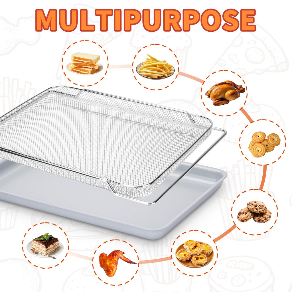 SHIKORI Non-Stick Ceramic Baking Sheet Set of 2 (Baking Sheet & Grill Net)