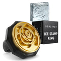 Berlinzo Ice Stamp Ring for Cube & Sphere - Custom Ice Cubes for Whiskey, Mojito Cocktails – Rose Shaped Brass Ice Stamp Rose/ 3mm Depth - Black, is_IMG_4