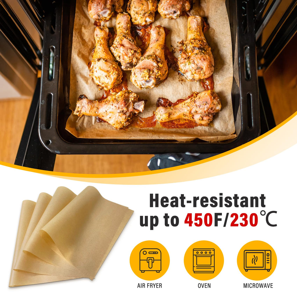 Vosda Parchment Paper Sheets for Baking 12-16 IN Precut Non-Stick Parchment Paper Unbleached Baking Sheet Paper for Air Fryer,Baking,Grilling,Steaming,Oven Suitable For Bread Cake Cookies 200p