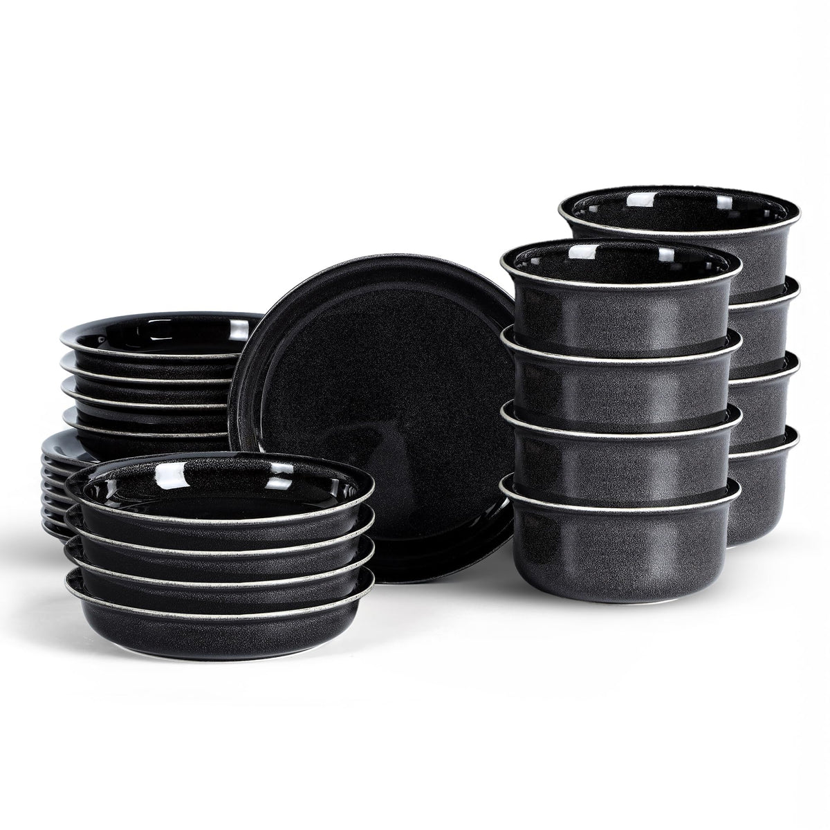 Stone Lain Slate 12-Piece Dinnerware Set Stoneware, Plates and Bowls Set, Dishwasher and Microwave Safe, Dish Set for 4, White