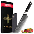 Damascus Meat Cleaver VG10 Steel 7 Inch Blade Leather Sheath & Blade Guard