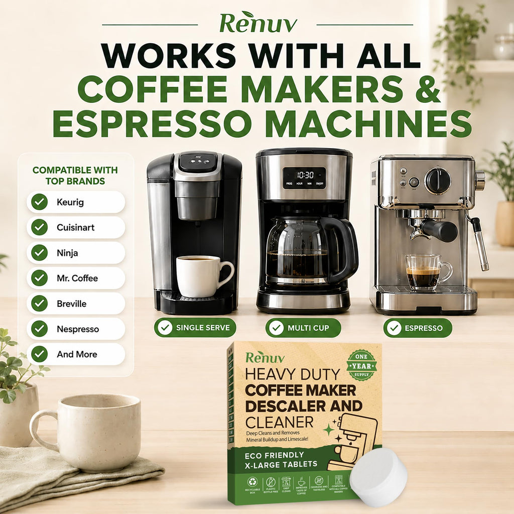 Renuv® Coffee Maker Cleaner & Descaler Tablets, 12 Uses