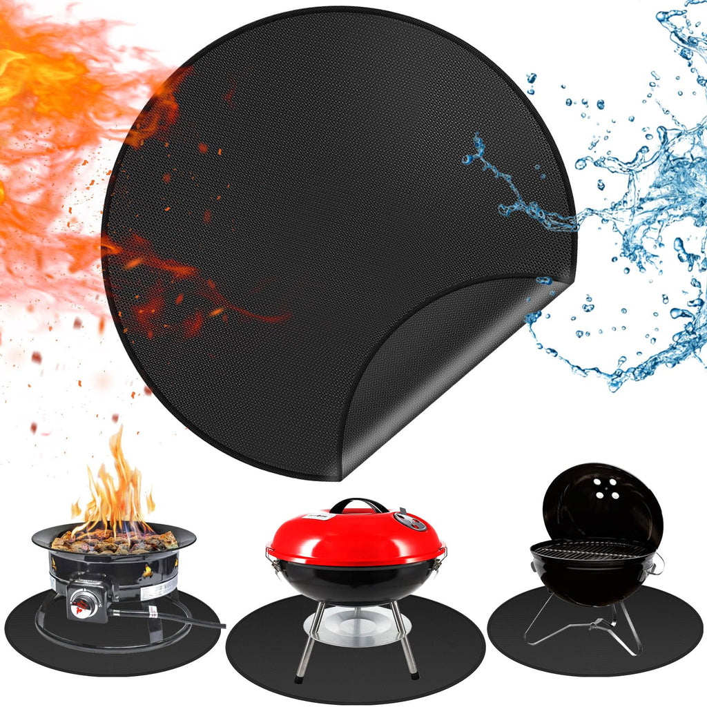 Round Fire Pit Mats for Under Fire Pit Compatible with Solo Stove Bonfire Accessories Compatible with Solo Stove, 3-Layer Grill Matt for Outdoor Grill Deck Protector, 53in