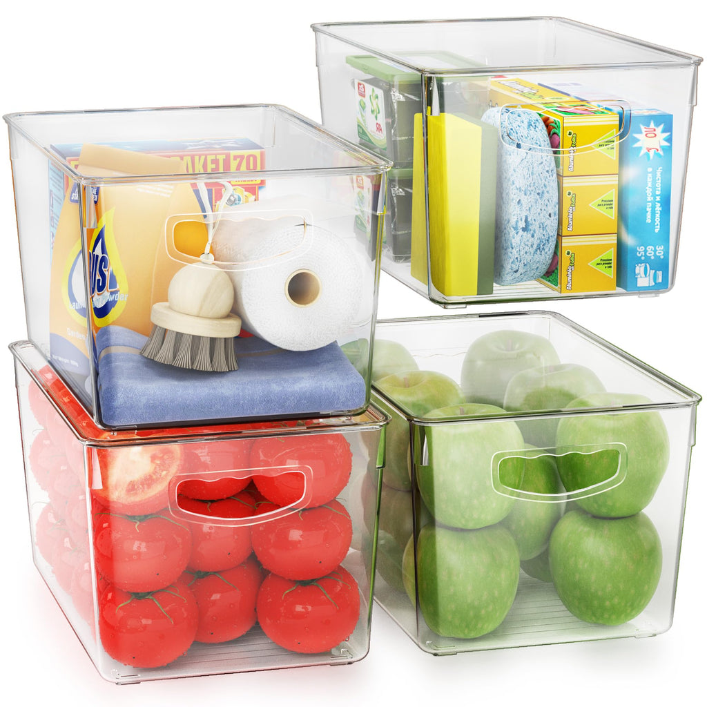 theaoo Large Clear Storage Bins with Lids, Stackable Containers, 6 Pack
