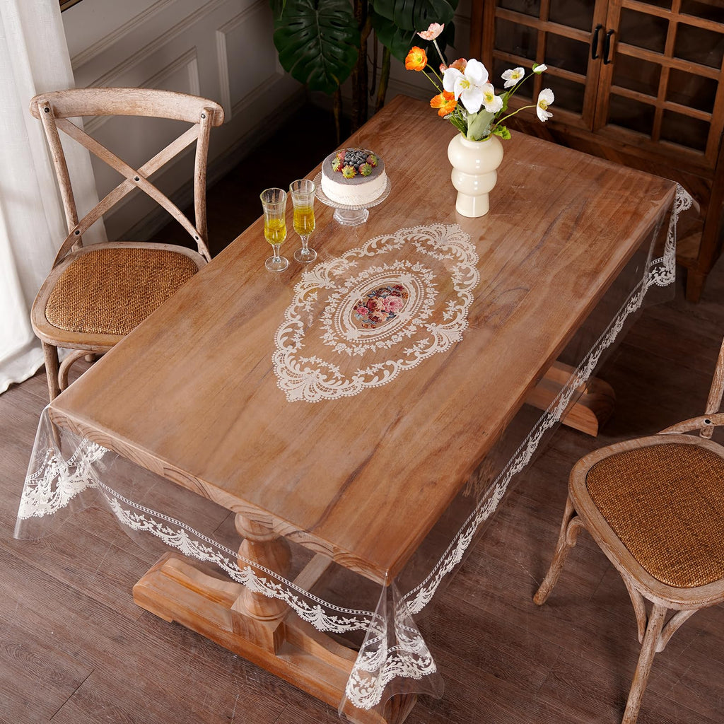 Artbloss Clear Table Cover Protector Vinyl PVC Table Cloth, 55" x 120"