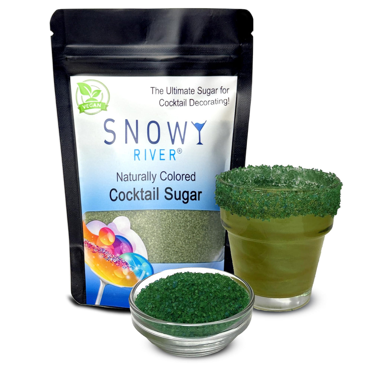 Snowy River Blue Dream, Cocktail & Margarita Sugar Rimmer - Vibrant Naturally Colored Sugar for Cocktail Rimming, Baking & Decorating, Medium Crystal - 80oz