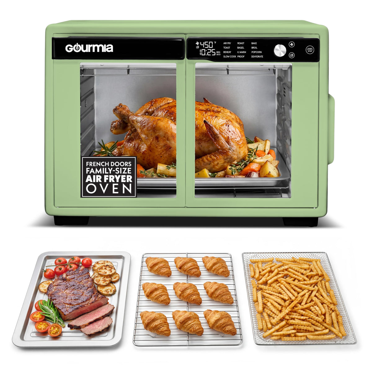 Gourmia Toaster Oven - 9-Slice Capacity, Digital Display, Peach