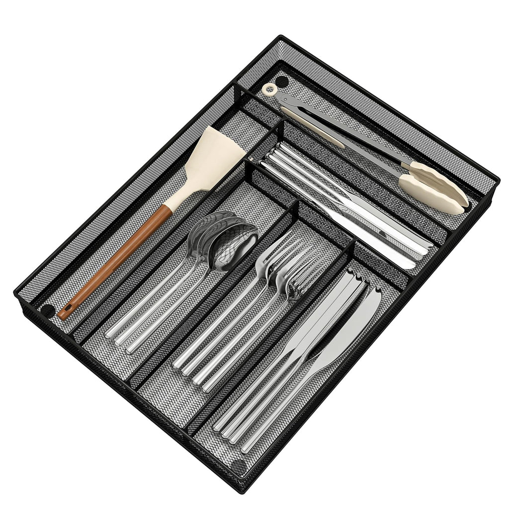 Sedegn Mesh Silverware Tray for Drawers: 5‑Compartment Utensil Organizer