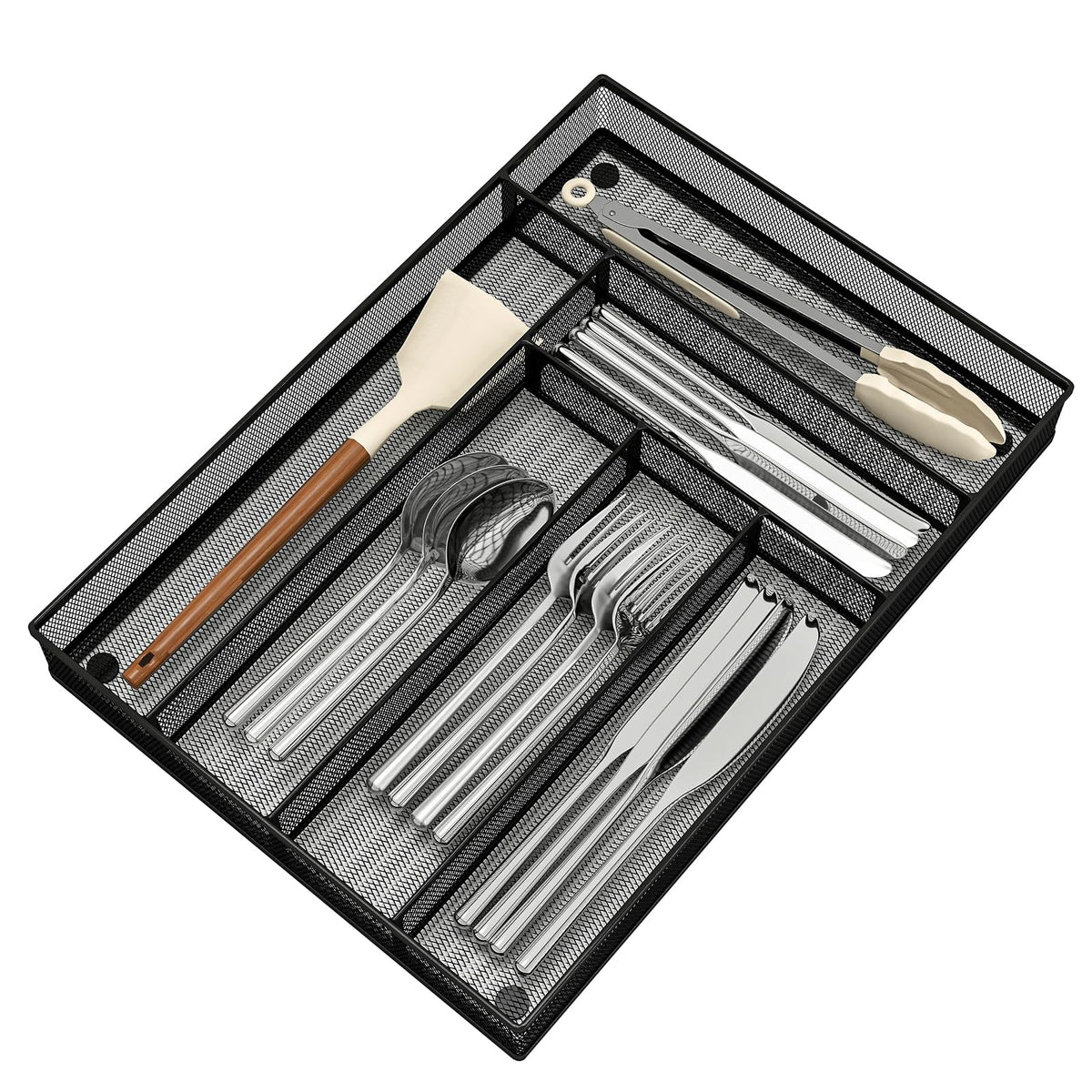 Sedegn Mesh Silverware Tray for Drawers: 5‑Compartment Utensil Organizer