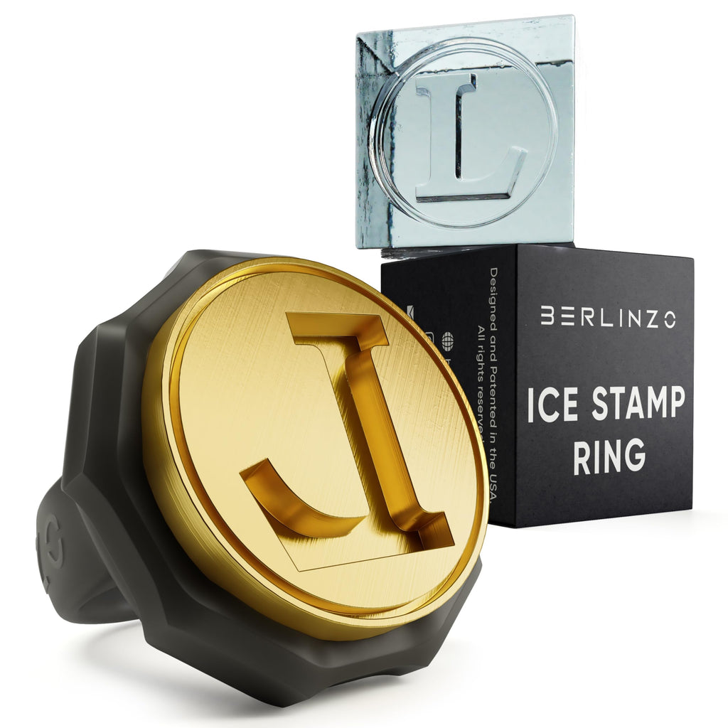 Berlinzo Brass Ice Stamp Ring Letter L