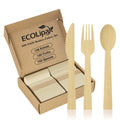ECOLipak 300 Count Bamboo Cutlery Set, 100 Knives, Forks and Spoons each