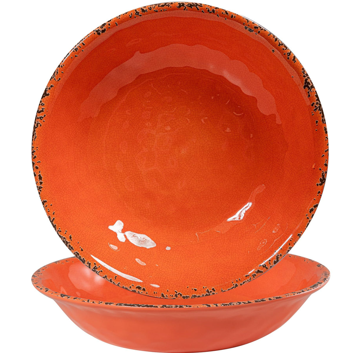 ZAROCRUS 13.75" x2.75'' Extra Large Melamine Serving Bowls, Set of 2, Christmas Bowls Set for Salad, Pasta, Fruit, Unbreakable Farmhouse Deep Bowl. Durable and Dishwasher Safe, True Red